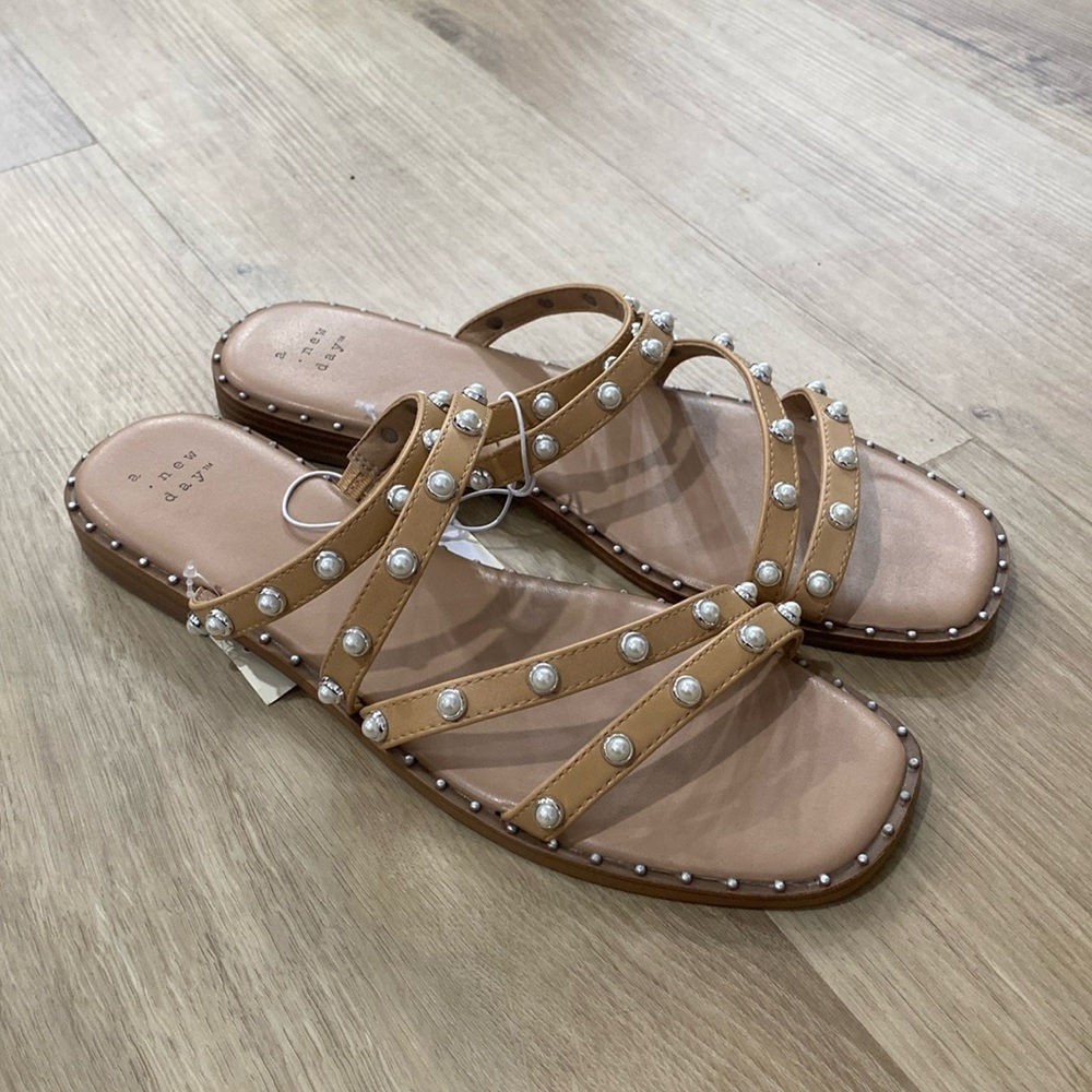 a new day Brown Studded Sandals